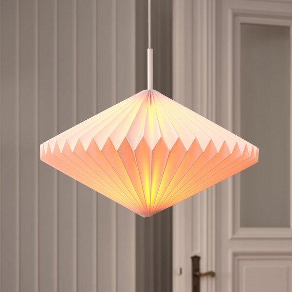 OSRAM Lampă suspendată Decor Paper Diamond, albă, hârtie, E27, reglabil, Alb, Camera de zi / sufragerie, Hârtie / Carton