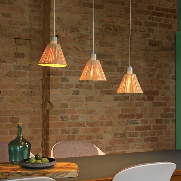 OSRAM Lampă suspendată Decor Raffia, 3 becuri lungi, rafia, naturală, reglabil, Maro / Rugină, Camera de zi / sufragerie, Altele, Casă de țară / Rustic