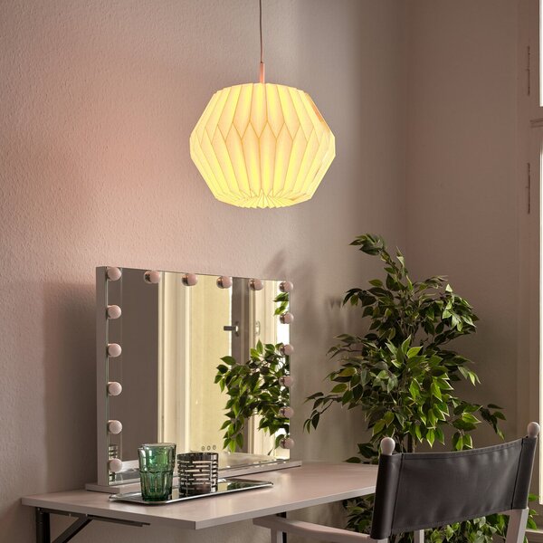 OSRAM Lampă suspendată Decor Paper Gem, albă, hârtie, E27, reglabil, Alb, Camera de zi / sufragerie, Hârtie / Carton