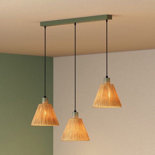 OSRAM Lampă suspendată Decor Raffia, 3 becuri lungi, rafia, naturală, reglabil, Maro / Rugină, Camera de zi / sufragerie, Altele, Casă de țară / Rustic