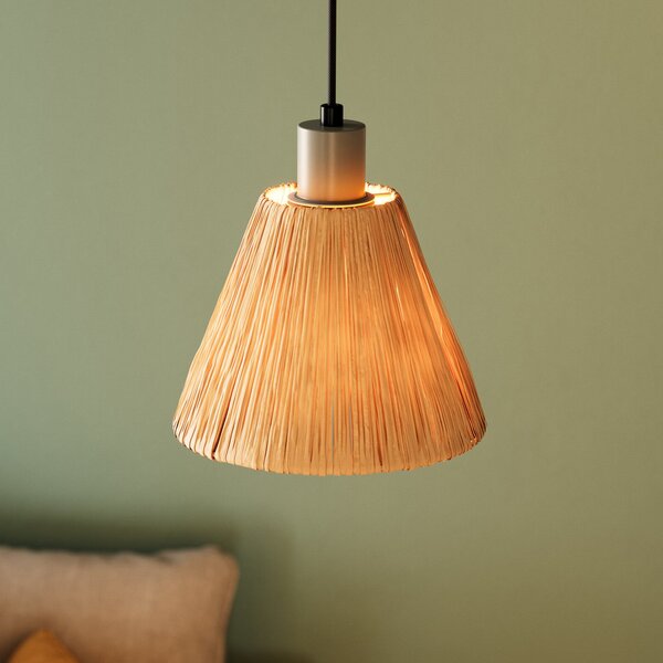 OSRAM Lampă suspendată Decor Raffia, 1 bec, rafia, culoare naturală, reglabil, Maro / Rugină, Camera de zi / sufragerie, Altele, Casă de țară / Rustic