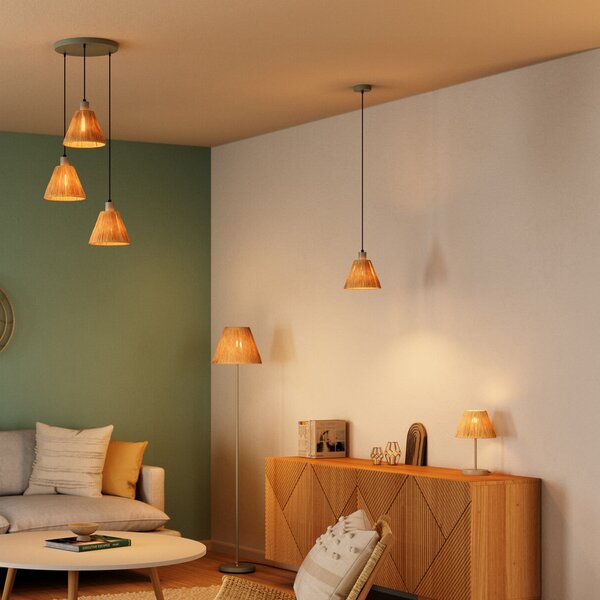 OSRAM Lampă suspendată Decor Raffia, 1 bec, rafia, culoare naturală, reglabil, Maro / Rugină, Camera de zi / sufragerie, Altele, Casă de țară / Rustic