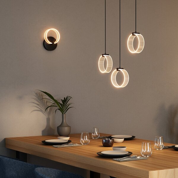 OSRAM Aplică LED Decor Circle, CCT, negru, Negru, Camera de zi / sufragerie, Plastic, Modern