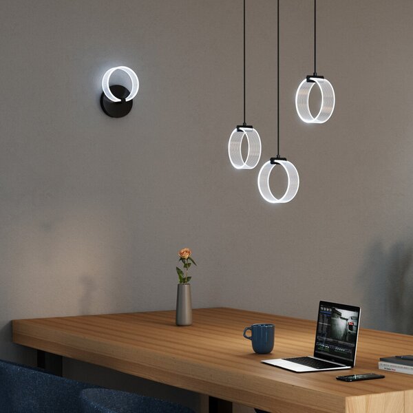 OSRAM Aplică LED Decor Circle, CCT, negru, Negru, Camera de zi / sufragerie, Plastic, Modern