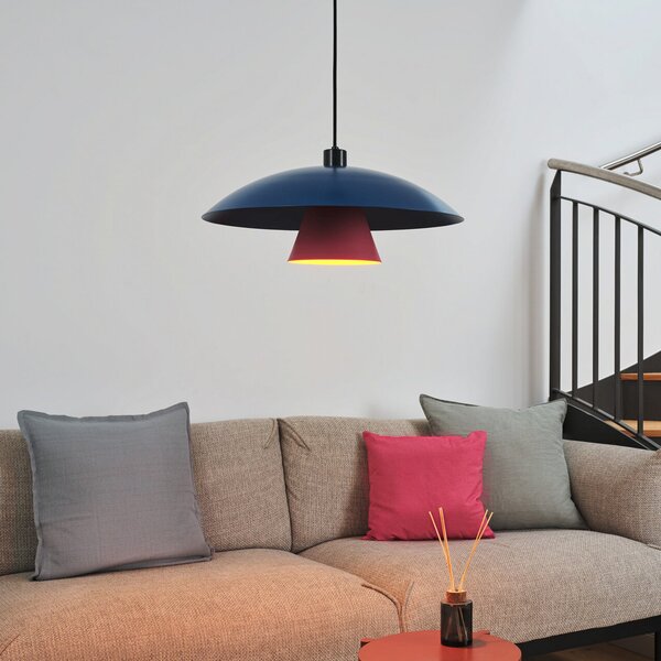 OSRAM Lampă suspendată Decor Flying Mushroom albastru/roz, oțel, E27, reglabil, Albastru, Bucătărie, Metal, Modern