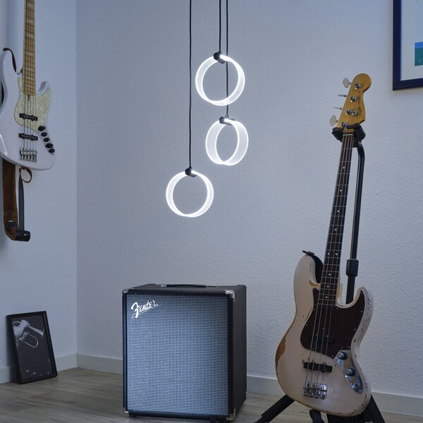 OSRAM Lampă suspendată LED Decor Circle, 3 becuri rotundă, CCT, negru, Negru, Camera de zi / sufragerie, Plastic, Modern