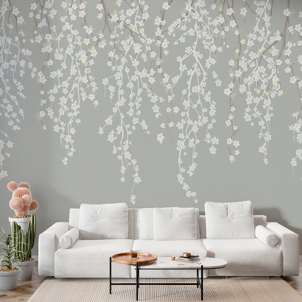 Fototapet Flori albe pe o ramură de copac, Fototapet copaci, Fototapet populare, w02479v1 - Tapeko.ro