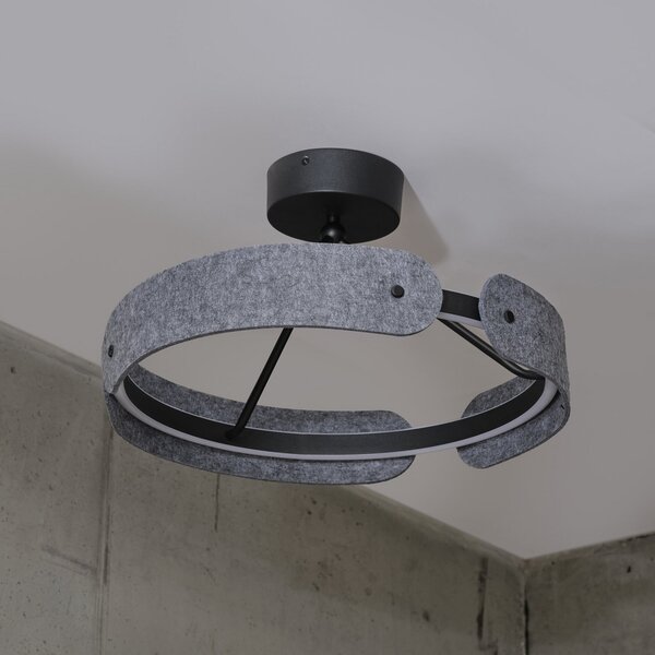 OSRAM Plafonieră LED Decor Curve Felt, gri, pâslă, 3.000 K, Gri, Camera de zi / sufragerie, Țesătură / Textil, Modern