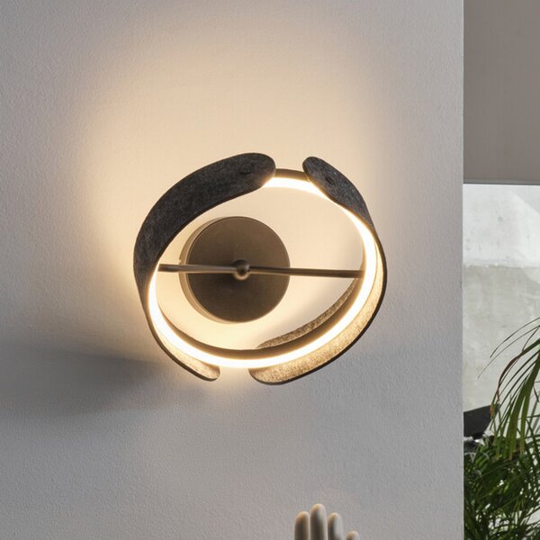 OSRAM Aplică de perete LED Decor Curve Felt, gri, pâslă, 3.000 K, Gri, Camera de zi / sufragerie, Țesătură / Textil, Modern