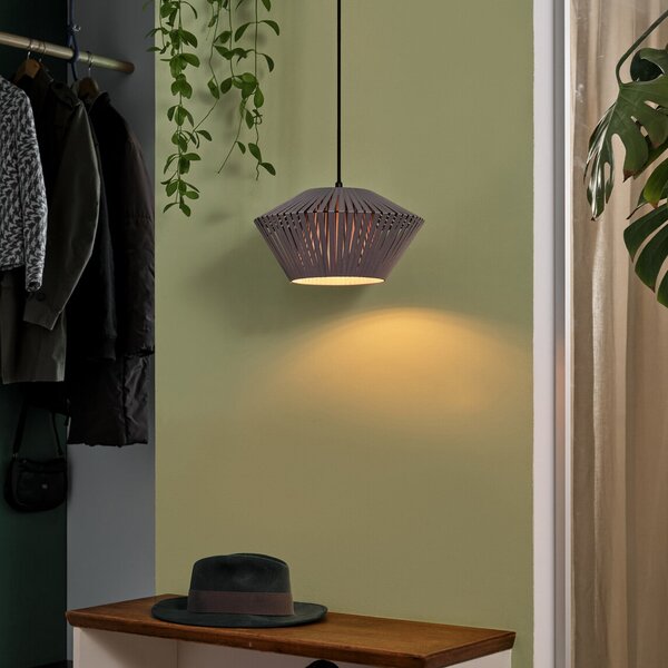 OSRAM Lampă suspendată Decor Bandă Ø 30,5 cm, gri, textil, E27, reglabil, Gri, Camera de zi / sufragerie, Țesătură / Textil
