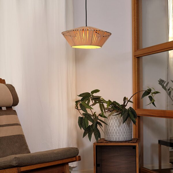 OSRAM Lampă suspendată Decor Bandă Ø 40,5 cm, bej, textil, E27, reglabil, Bej, Camera de zi / sufragerie, Țesătură / Textil