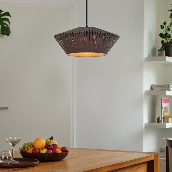 OSRAM Lampă suspendată Decor Bandă Ø 40,5 cm, gri, textil, E27, reglabil, Gri, Camera de zi / sufragerie, Țesătură / Textil