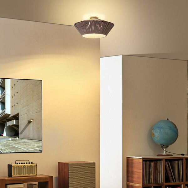 OSRAM Plafonieră Decor bandă gri, Ø 40,5 cm, textilă, E27, reglabil, Gri, Camera de zi / sufragerie, Țesătură / Textil