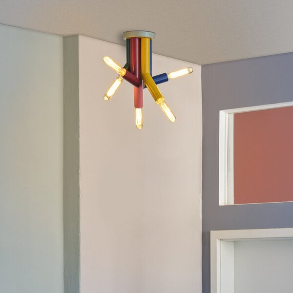 OSRAM Plafonieră Decor Straw, 5 becuri, oțel, colorată, E27, reglabil, Multicolor, Camera de zi / sufragerie, Metal, Modern