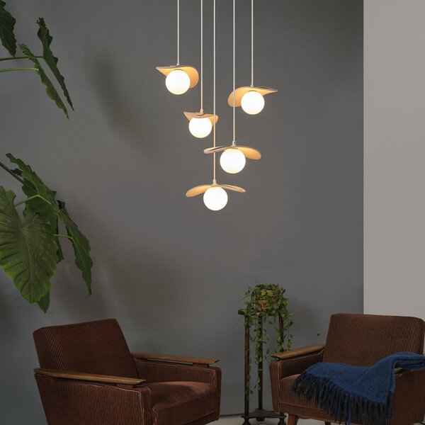 OSRAM Lampa suspendată Decor Pearl, 5 becuri, bej, pâslă, G9, reglabil, Bej, Camera de zi / sufragerie, Țesătură / Textil, Modern