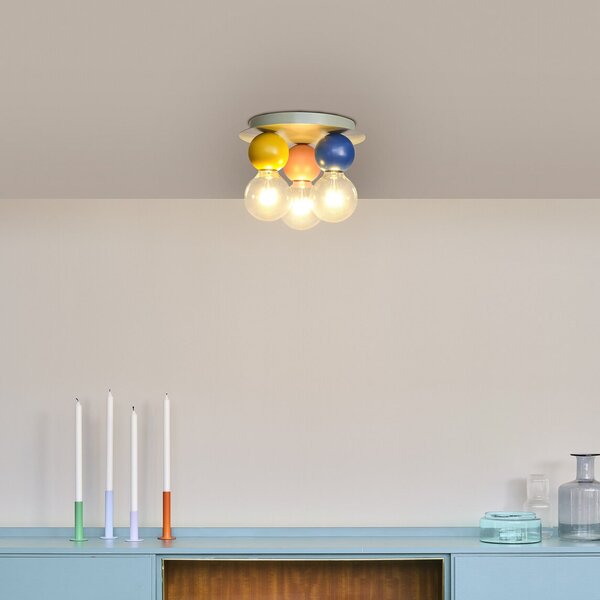 OSRAM Plafonieră Decor Bubble, 3 becuri, oțel, colorată, E27, reglabil, Multicolor, Camera de zi / sufragerie, Metal, Modern