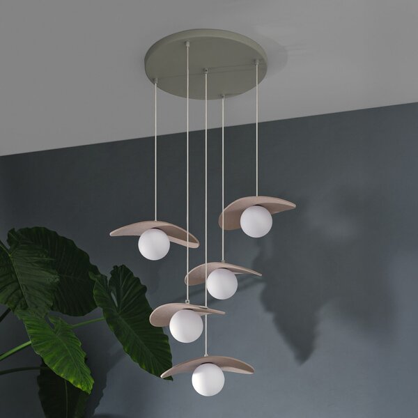OSRAM Lampa suspendată Decor Pearl, 5 becuri, bej, pâslă, G9, reglabil, Bej, Camera de zi / sufragerie, Țesătură / Textil, Modern