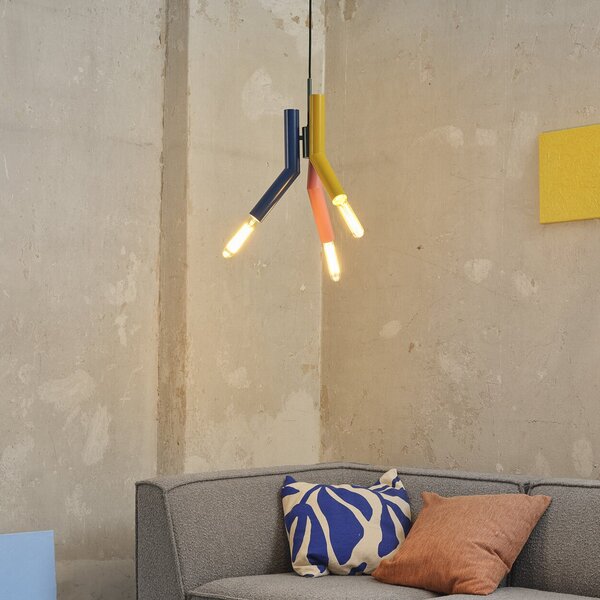 OSRAM Lampă suspendată Decor Straw, 3 becuri, oțel, colorată, E27, reglabil, Multicolor, Camera de zi / sufragerie, Metal, Modern