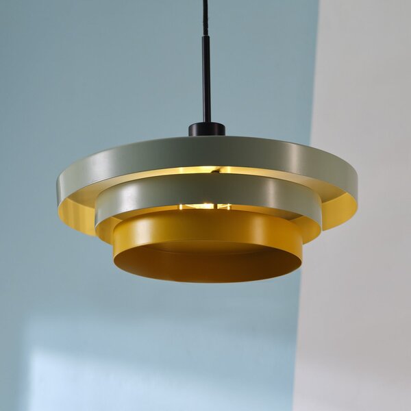 OSRAM Lampă suspendată Decor Layers, verde/galben, oțel, E27, reglabil, Verde, Bucătărie, Metal, Modern