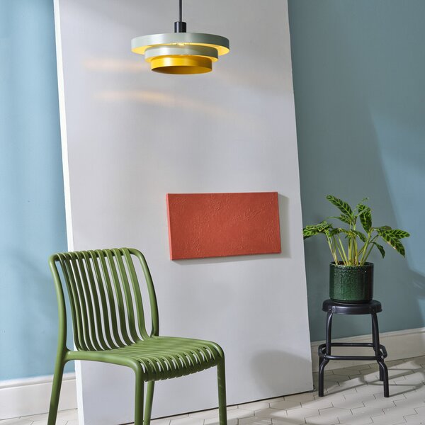 OSRAM Lampă suspendată Decor Layers, verde/galben, oțel, E27, reglabil, Verde, Bucătărie, Metal, Modern