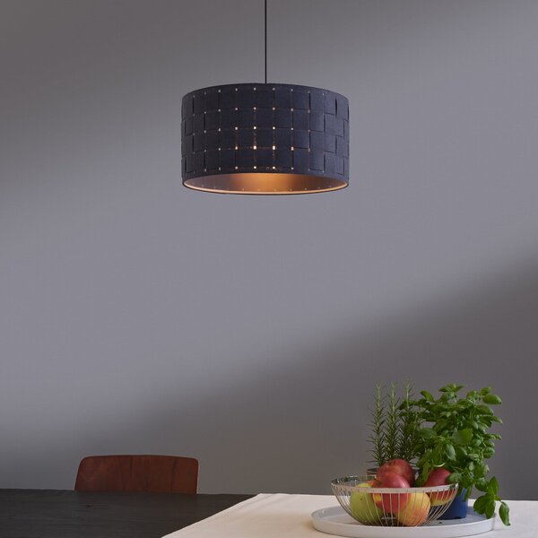 OSRAM Lampă suspendată Decor Felt Weaving, Ø 38 cm, gri, pâslă E27, reglabil, Gri, Camera de zi / sufragerie, Țesătură / Textil