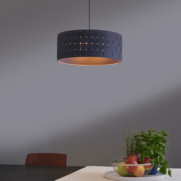 OSRAM Lampă suspendată Decor Felt Weaving, Ø 48 cm, gri, pâslă E27, reglabil, Gri, Camera de zi / sufragerie, Țesătură / Textil