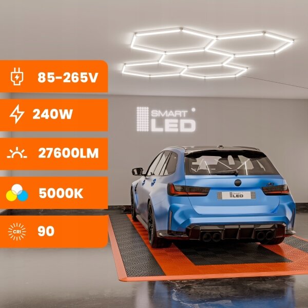 LED Stm plafonieră HEXAGON LED/240W/85-265V 5000K CRI 90 IP54 albă