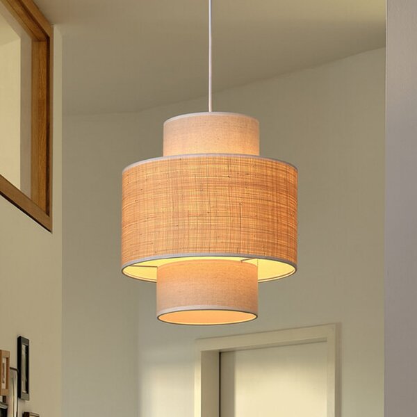 OSRAM Lampă suspendată Decor Wrap Cylinder, bej, rafia, in, reglabil, Bej, Camera de zi / sufragerie, Țesătură / Textil, Casă de țară / Rustic