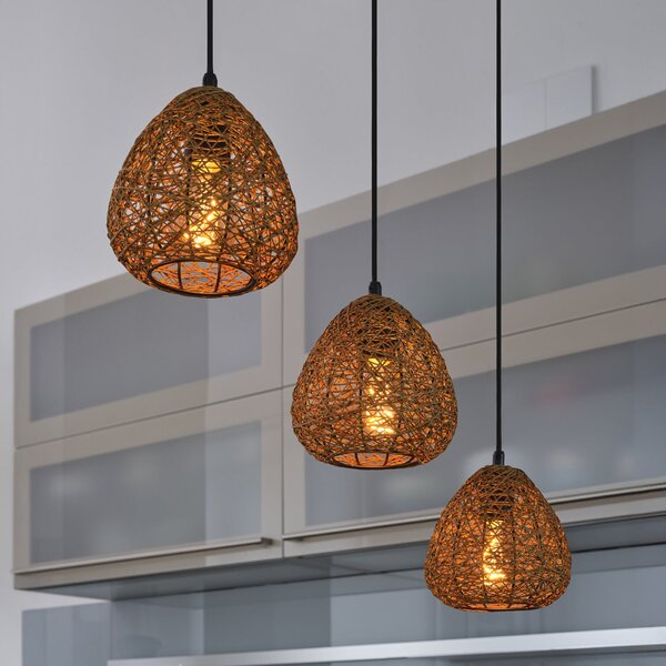 OSRAM Lampă suspendată Decor Paper Drop, 3 becuri lungi, bej, E27, reglabil, Bej, Camera de zi / sufragerie, Hârtie / Carton, Casă de țară / Rustic