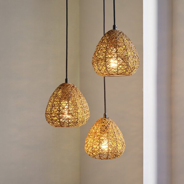 OSRAM Lampă suspendată Decor Paper Drop, 3 becuri rotunde, bej, E27, reglabil, Bej, Camera de zi / sufragerie, Hârtie / Carton, Casă de țară / Rustic