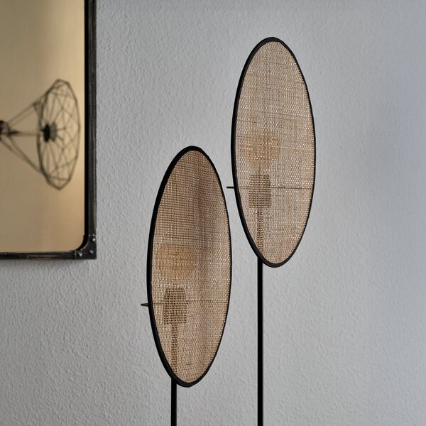 OSRAM Lampadar Decor Rattan Dandelion, 2 becuri, bej, E27, Bej, Camera de zi / sufragerie, Lemn, Mediterană