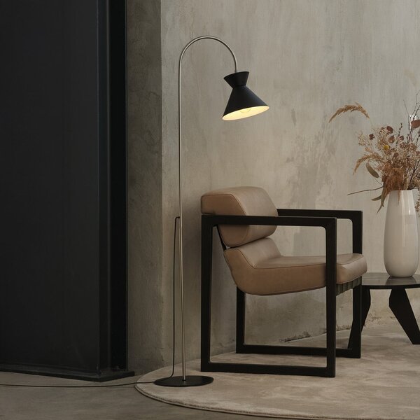 OSRAM Lampadar Decor Waist, oțel, negru, E27, Negru, Camera de zi / sufragerie, Metal, Modern