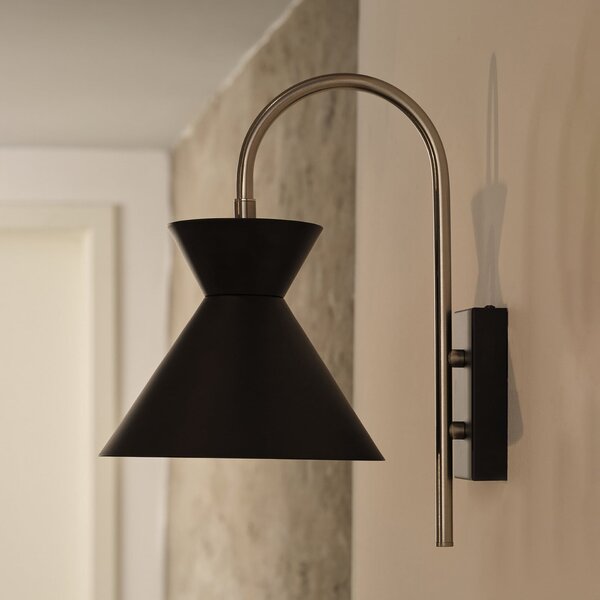 OSRAM Aplică Decor Waist, oțel, negru, E27, ștecher, Negru, Camera de zi / sufragerie, Metal, Modern