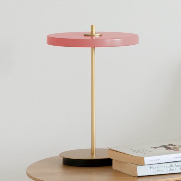 UMAGE Lampa de masă cu baterie LED Asteria Move, roz/alamă, 31 cm, reglabil, Roz / Rosé, Camera de zi / sufragerie, Metal, Design