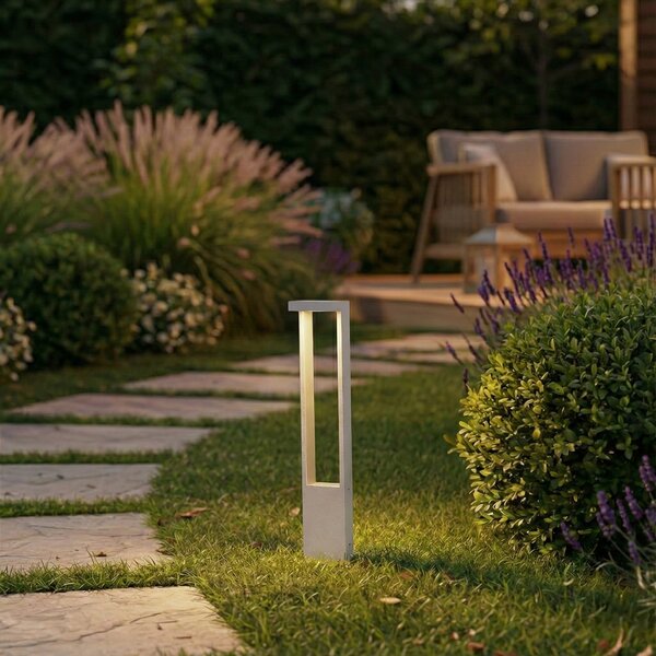 Lindby Bornă luminoasă LED pentru alee Lonete, albă, înălțime 65 cm, IP65, Alb, Aluminiu, Modern
