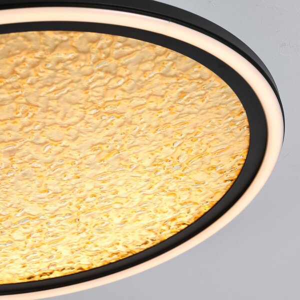 Searchlight Plafonieră LED Luna, Ø 40 cm, negru/auriu, metal, reglabil, Auriu / Alamă, Camera de zi / sufragerie, Metal