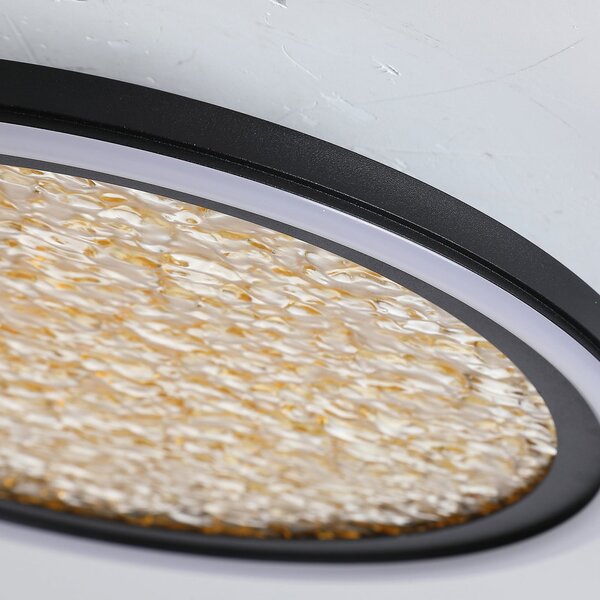 Searchlight Plafonieră LED Luna, Ø 30 cm, negru/auriu, metal, reglabil, Auriu / Alamă, Camera de zi / sufragerie, Metal