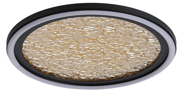 Searchlight Plafonieră LED Luna, Ø 30 cm, negru/auriu, metal, reglabil, Auriu / Alamă, Camera de zi / sufragerie, Metal