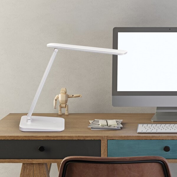 Maul Lampă de masă cu baterie MAULsally, albă, CCT, dimabil, înălțime 34 cm, reglabil, Alb, Studiu / Birou, Plastic