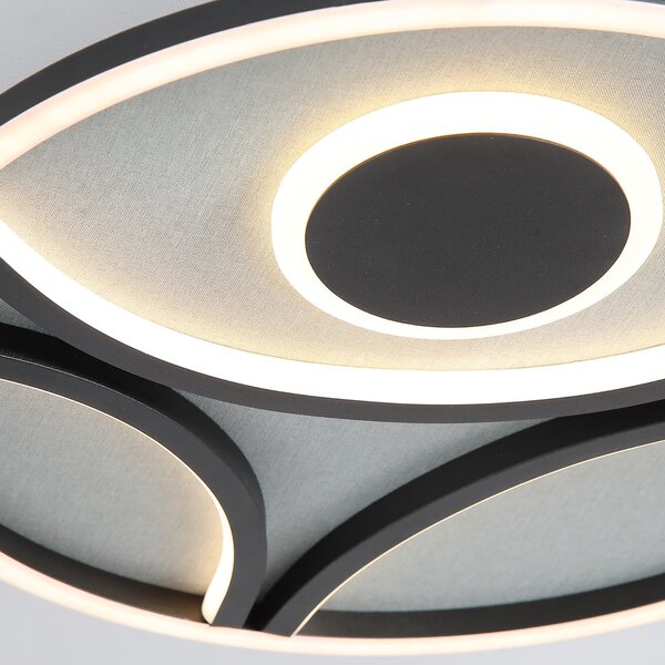 Searchlight Plafonieră LED Zendisc, motiv semicerc, Ø 39 cm, negru, reglabil, Negru, Camera de zi / sufragerie, Metal, Modern
