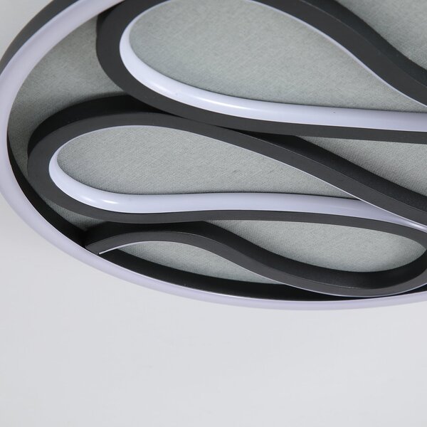 Searchlight Plafonieră LED Zendisc, motiv picături, Ø 39 cm, negru, reglabil, Negru, Camera de zi / sufragerie, Metal, Modern