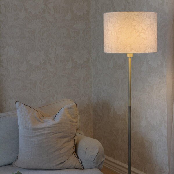 PR Home Lampadar Amy, bej/auriu, înălțime 150 cm, textil, E27, Auriu / Alamă, Camera de zi / sufragerie, Țesătură / Textil