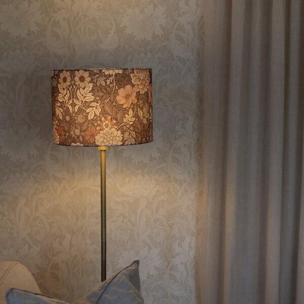 PR Home Lampadar Amy, Dahlia maro/auriu, înălțime 150 cm, textil, E27, Maro / Rugină, Camera de zi / sufragerie, Țesătură / Textil