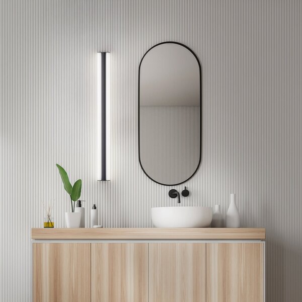 Helestra Lampa cu oglindă LED LOOM, lungime 90 cm, negru, IP44, Negru, Baie, Metal