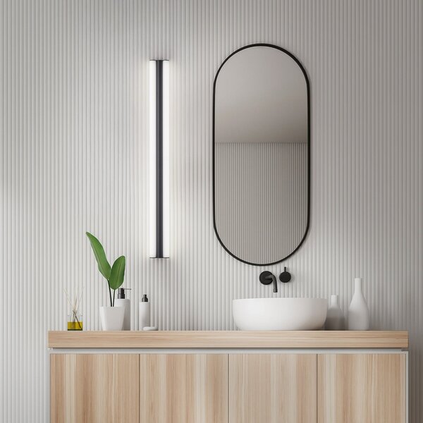 Helestra Lampa cu oglindă LED LOOM, lungime 120 cm, negru, IP44, Negru, Baie, Metal