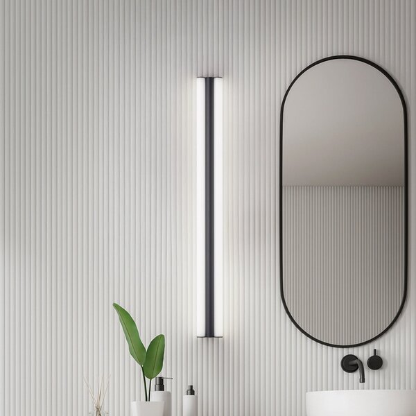 Helestra Lampa cu oglindă LED LOOM, lungime 120 cm, negru, IP44, Negru, Baie, Metal