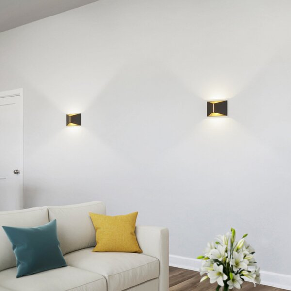 Helestra Aplică LED VID, negru/auriu, sus/jos, IP65, reglabil, Negru, Studiu / Birou, Aluminiu
