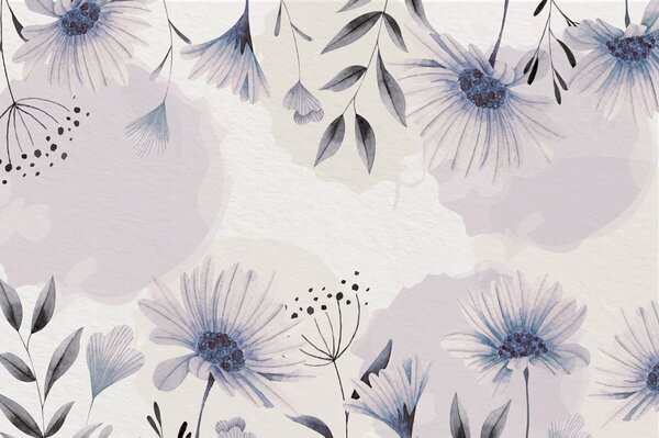 Fototapet Design floral delicat în acuarelă, Fototapet acuarelă, Fototapet populare, w02650v1 - Tapeko.ro