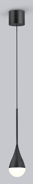 Helestra Lampă suspendată LED DUC, negru, IP44, Ø 7 cm, reglabil, Negru, Baie, Aluminiu, Modern