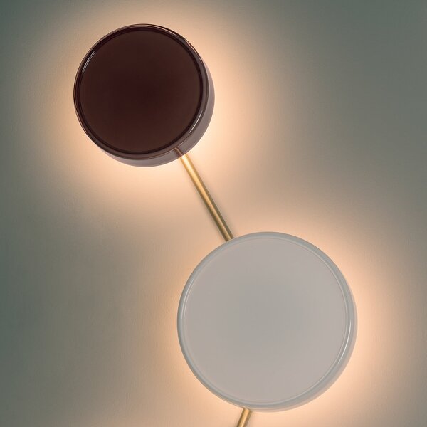 MARSET aplică de perete LED Caramel, maro, Ø 22 cm, TRIAC, sticlă, reglabil, Maro / Rugină, Camera de zi / sufragerie, Sticlă, Design